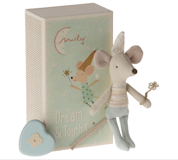 tooth fairy mouse in matchbox blue