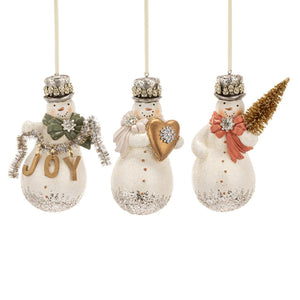 Snowman Sparkle Ornament 3 Assorted