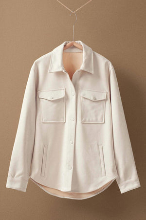 Faux Suede Shacket Ivory