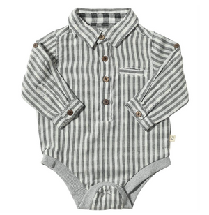 Black / Cream Stripe Jasper Woven Onesie