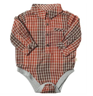 Rust Plaid Jasper Woven Onesie
