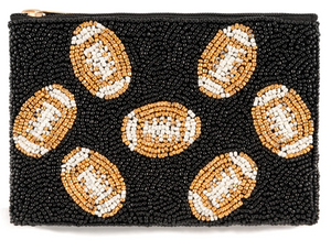 Football Beaded Zip Pouch