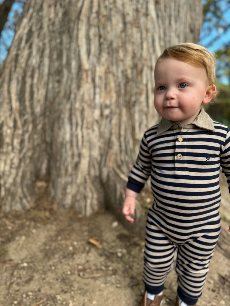 Black / Cream Stripe Kingston Polo Romper