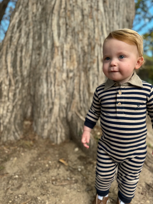 Black / Cream Stripe Kingston Polo Romper