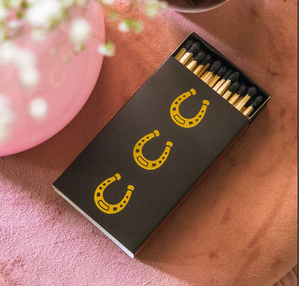 Black Oversized Horseshoe Matches W/ Gold Foil