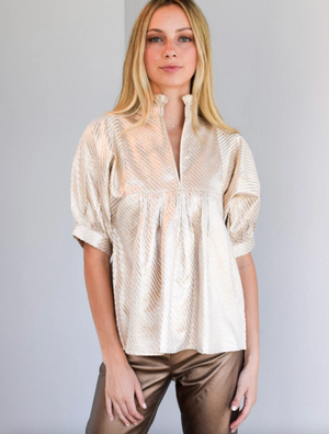 High Neck Ivory Stripe