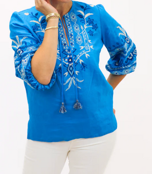 Linen Relaxed Blouse Taria Blue Lagoon