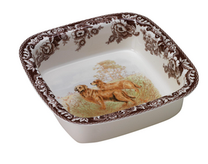 Woodland Square Rim Dish, Golden Retriever