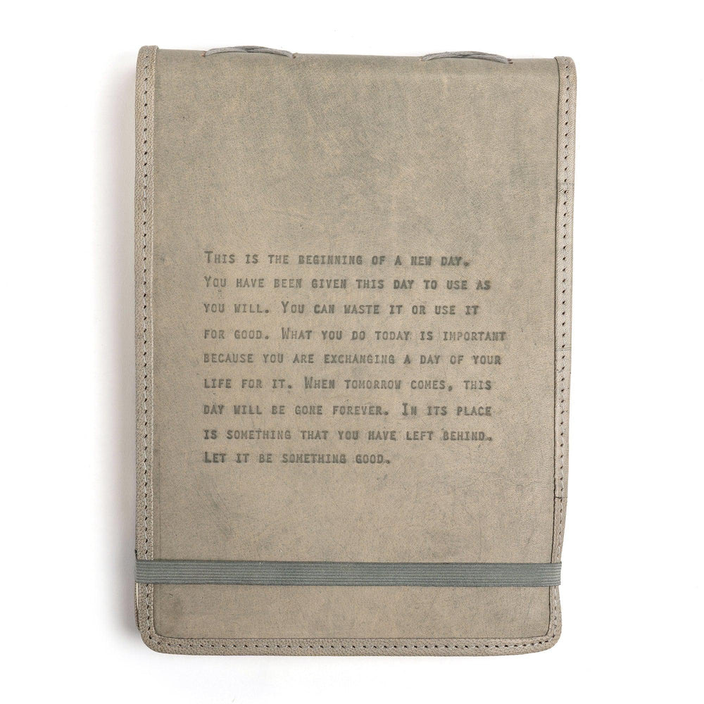 Large This Is The Beginning Leather Journal - Stone