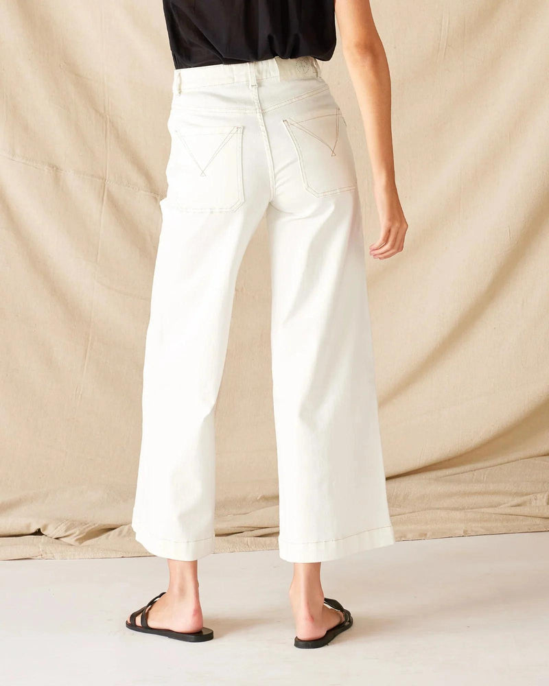 Sailor Cropped Wide Leg - White Sails