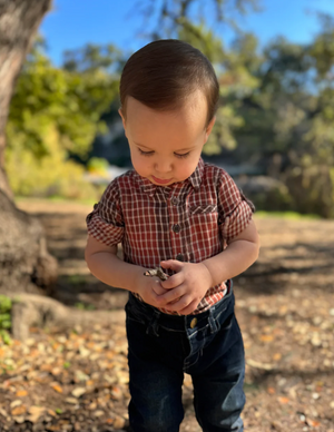 Rust Plaid Jasper Woven Onesie