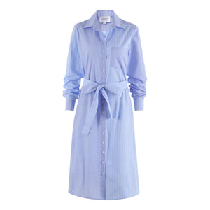 The Long Sleeve Shirtdress Blue Stripe
