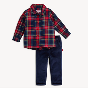 Plaid Henley Top + Pant