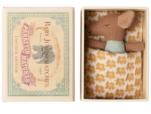 Sleepy wakey baby mouse in matchbox - Blue