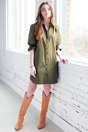 Miller Dress Olive Weathercloth