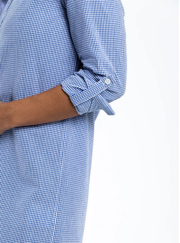 Navy / White Seersucker Midi Dress