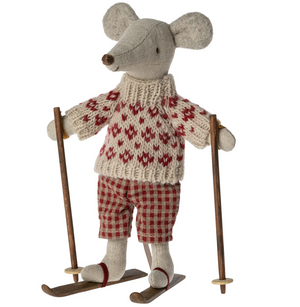 Winter Mouse with Ski Set, Mum