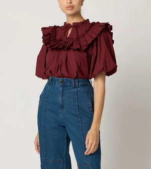 Janet Blouse Dark Crimson