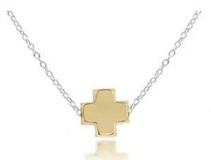 16" Necklace Sterling Mixed Metal Signature Cross Gold