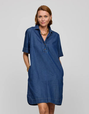 Aileen Short Sleeve Denim Dress - Dark Wash