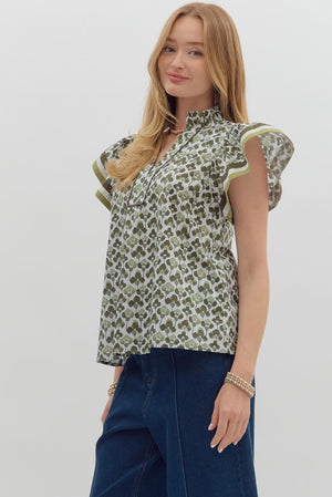 Olive SS Floral Top