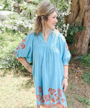 High Neck Dress Blue