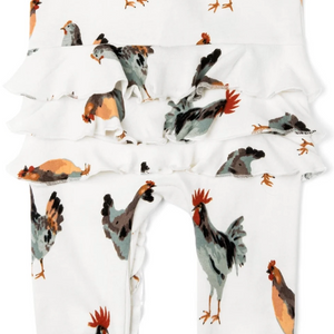 Chicken Organic Cotton Ruffle Zip Footed Romper