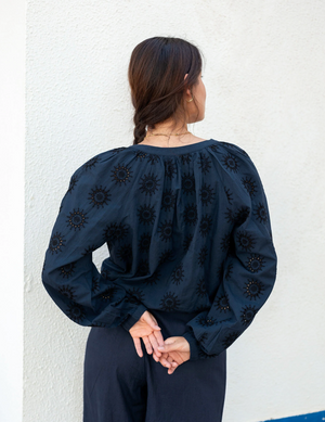 Poete Eyelet Top - Deep Blue