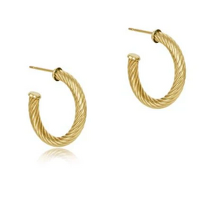 Round Gold 1.125" Post Hoop - 4MM - Textured Twist