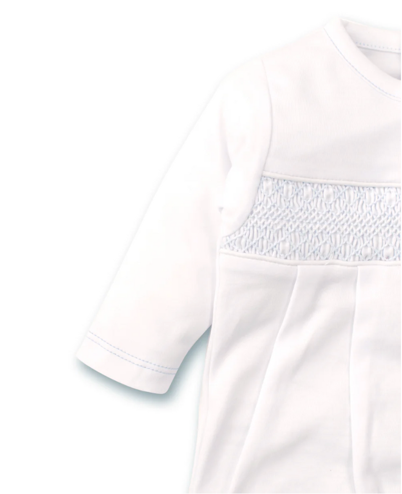 Hand Smocked Charmed White Footie