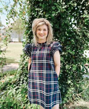 Navy Plaid Mix Dress