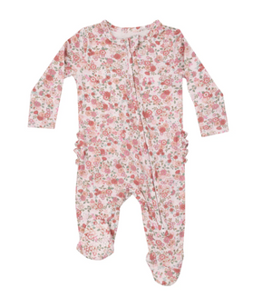 Pretty Calico Zipper Footie