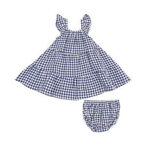 Navy Gingam Twirly Sundress & Diaper Cover