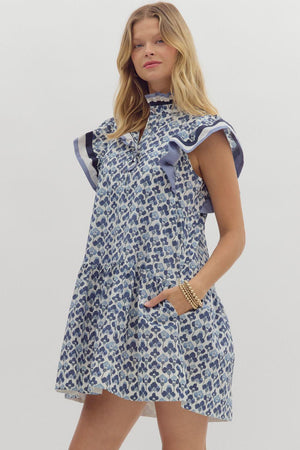Navy SS Floral Dress