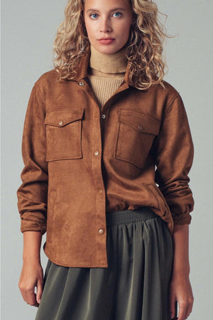 Faux Suede Shacket Camel