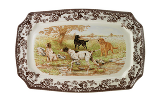 Rectangular Platter 17.5 Inch, Woodland Dogs