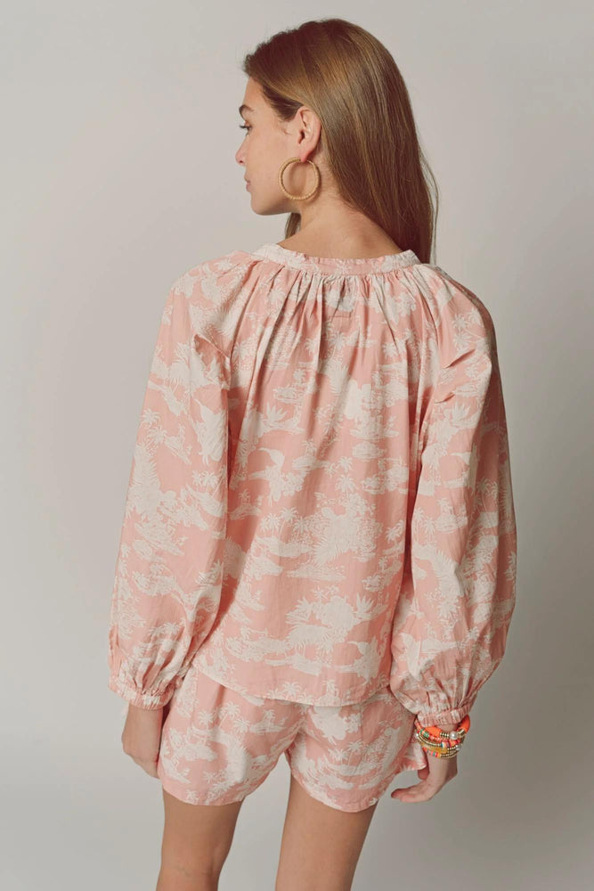 The Minka Shirt Tan / White Print