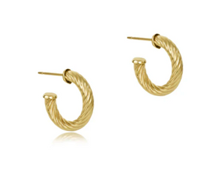 Round Gold 0.05" Post Hoop - 4MM - Textured Twist