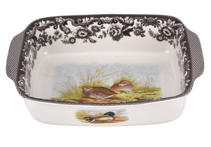 Woodland Rectangular Handled Dish 12 Inch, Mallard & Quail