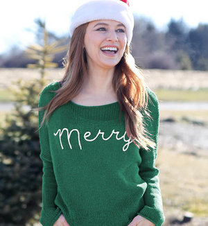 Merry Embroidered Crew Gemstone