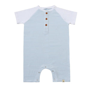 Blue/White Stripe Raglan Romper
