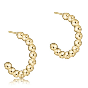 Beaded Classic 1" Post Hoop 3mm Gold