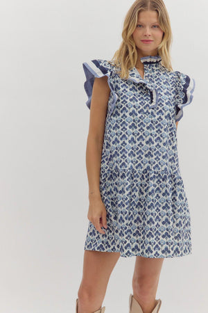 Navy SS Floral Dress