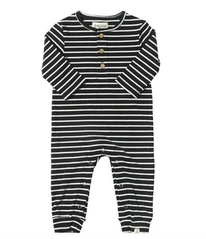 Blk / White Striped Mason Ribbed Romper