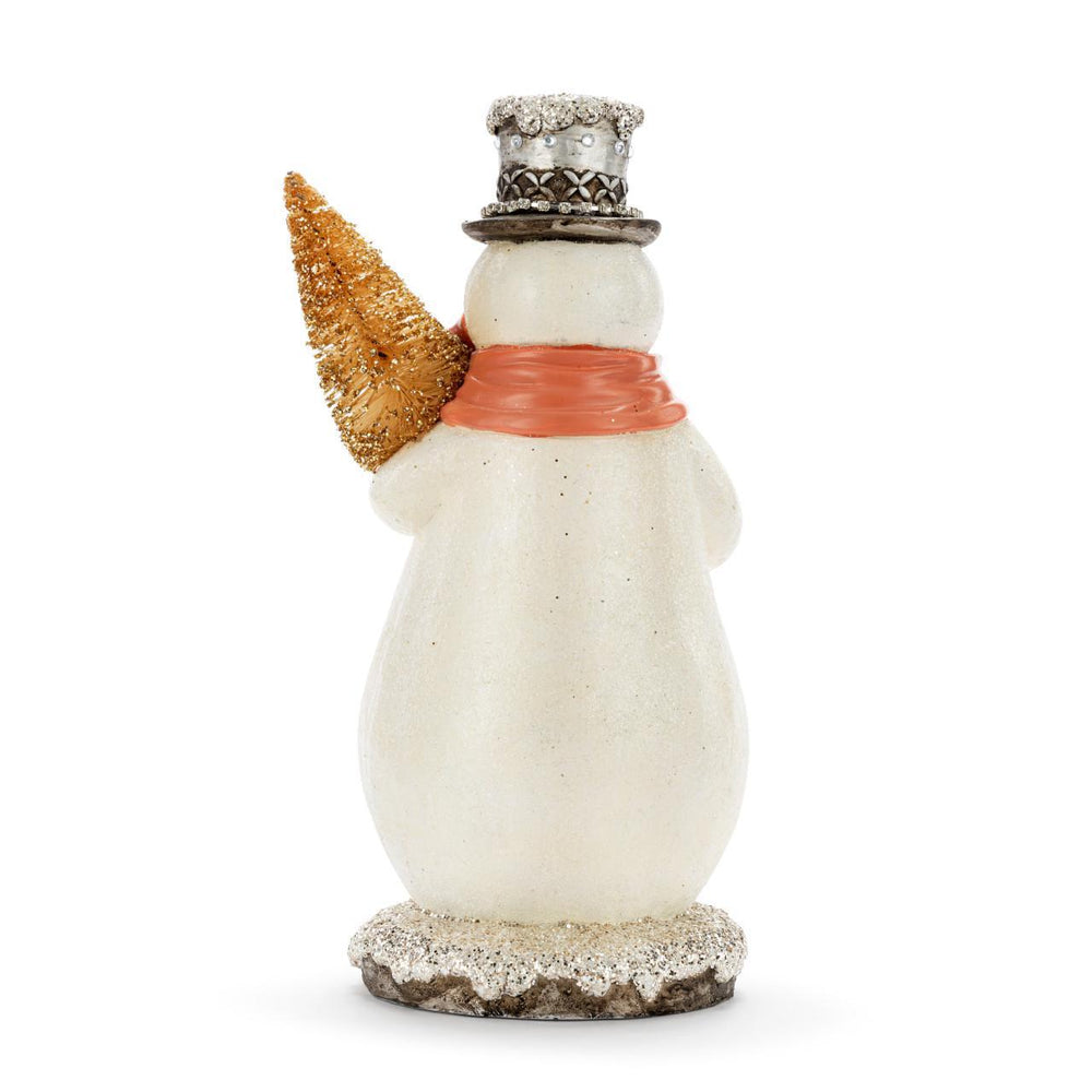 Snowman with Tree Sparkle Figurine