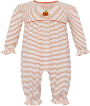 Jack O Lantern Orange Stripe Knit Romper