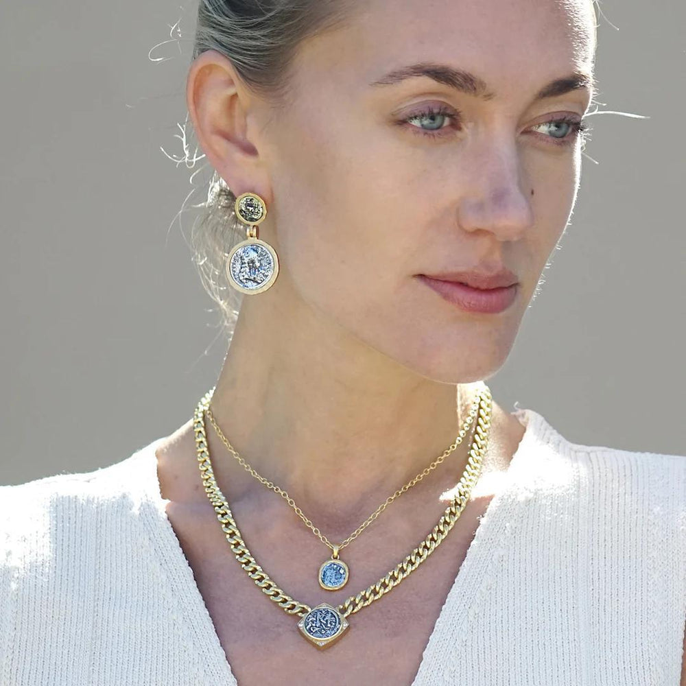 Gold Pavia Coin & Frame Necklace