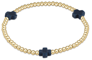 Signature Cross Gold Pattern 3mm Navy