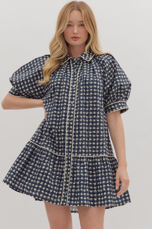 Navy Short Sleeve Dress