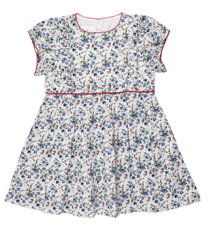 Blue Floral Pleated Dress/Toddler